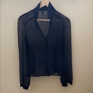 Club Monaco Black Sheer Women's Top